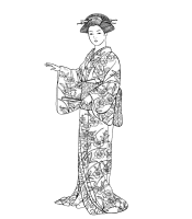 A coloring page of japanese clothing